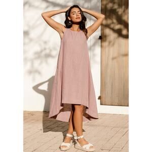 Magic Linen Royal TOSCANA A-Line Linen Dress in Woodrose Size Large